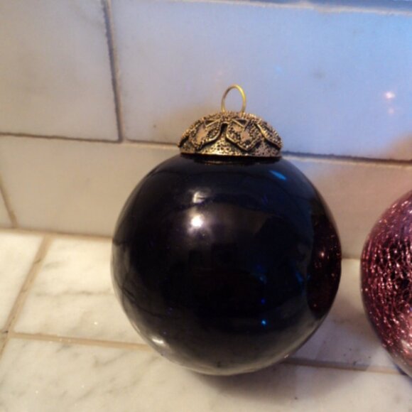 Kugel glass ornaments~ lot of 3 - Picture 4 of 5